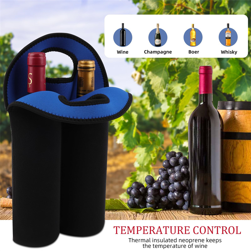 Bolsa de neopreno para botella de vino, bolsa de neopreno con aislamiento para bebidas/vino/cerveza, 2 botellas, funda refrigeradora para fiestas, 1 ud.