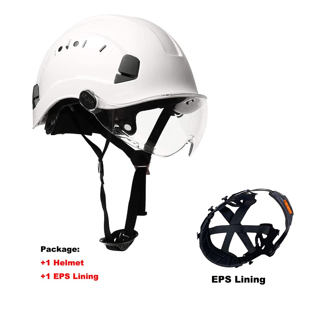 Veiligheid Helm Met Bril Oorbeschermer Voering Set Bouw Hard Hoed Abs Beschermende Motorhelmen Werk Cap Outdoor: D Safety Helmet Set