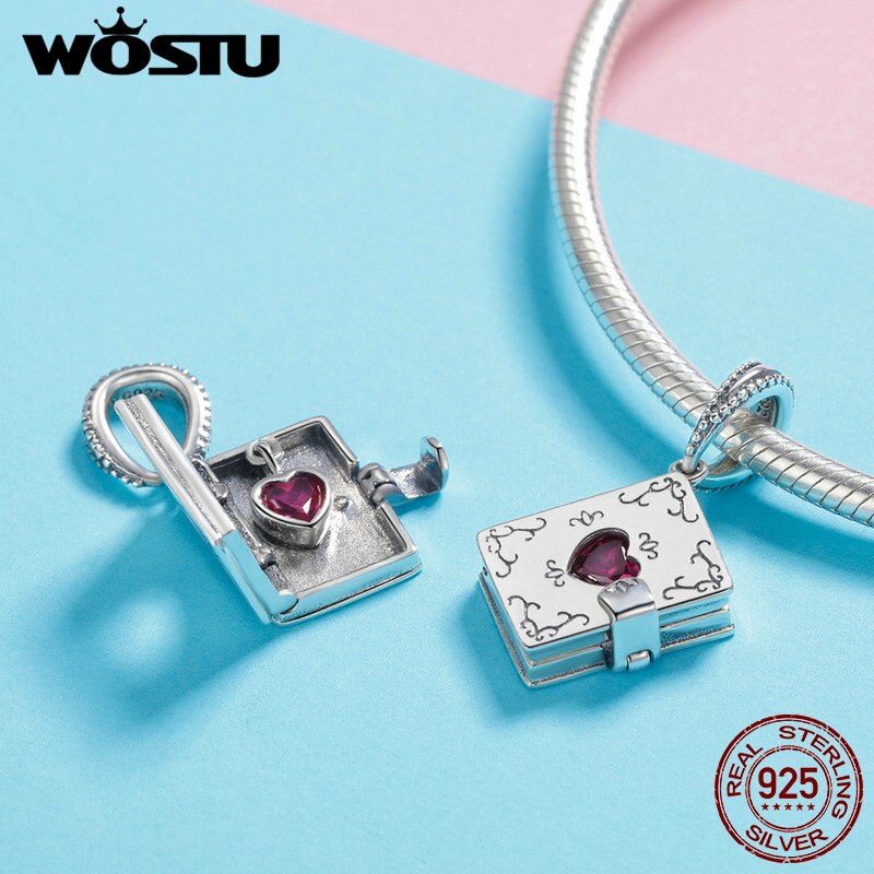 Wostu Authentieke 925 Sterling Zilver Forever Love Letter Bungelt Bedels Fit Armband Hanger Romantische Sieraden CQC980