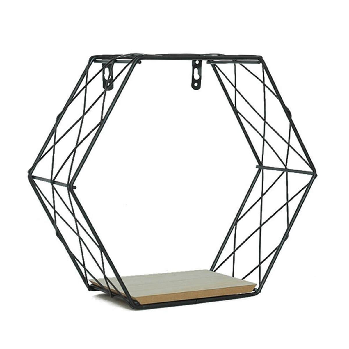 Nordic Iron Hexagonal Grid Wall Floating Shelf Combination Wall Hanging Geometric Figure Wall Decoration For Living Room Bedroom: C / 29.5X11X20 cm