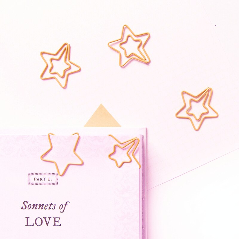 TUTU 20PCS/LOT star Shape Paper Clipsgreen pink Color Funny Kawaii Bookmark Office School Stationery Marking Clips H0028