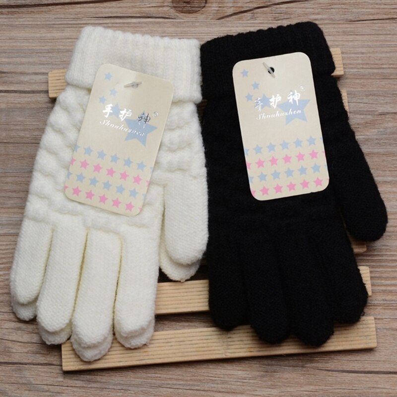 Winter Warme Jacquard Handschuhe freundlicher strecken Fäustlinge Junge Mädchen Solide Guantes Hand Zubehör freundlicher Dicken betroffen Handschuhe Warme Handschuhe