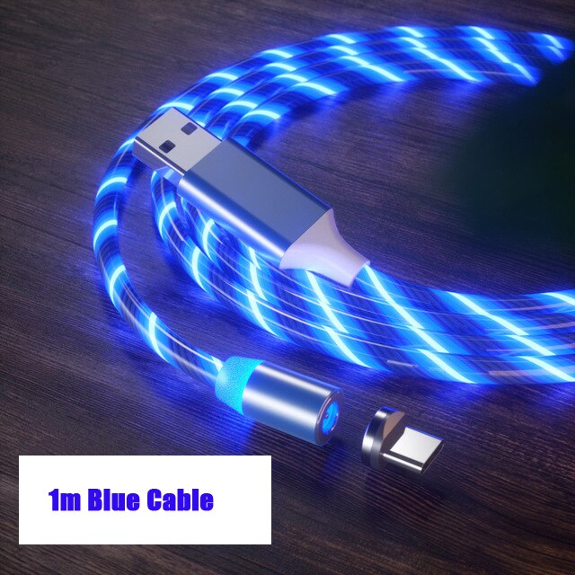 Cable magnético de luz LED, Micro USB, para Samsung tipo C, Xiaomi, iPhone: Blue Light / For Type C