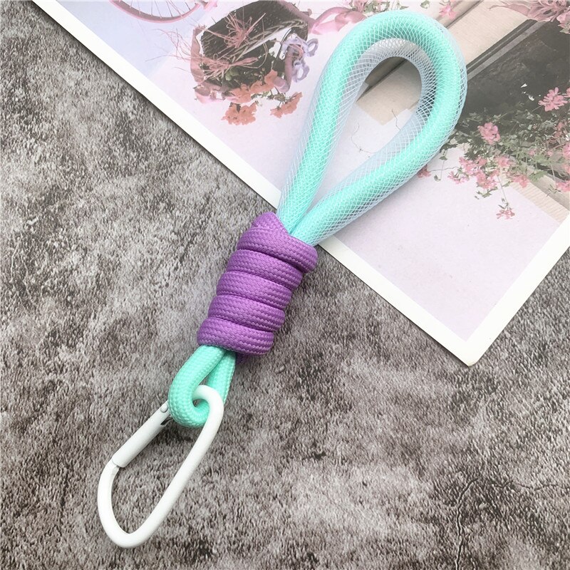 Lanyard Leuchtstoff Farbe Phone Strap Mesh Landyard für Taschen Geflochtene Streifen Keycord Hängen Hosen Zubehör Keychain: blue prple