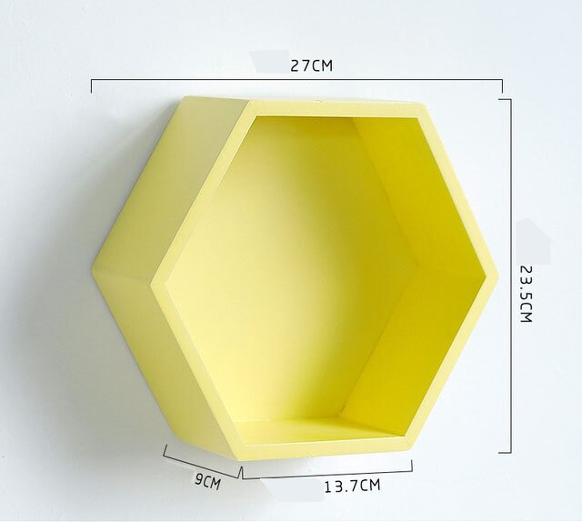 Hexagon nordisk flytande hylla trä hem tjejer sovrum väggdekoration blomställ display förvaringstillbehör