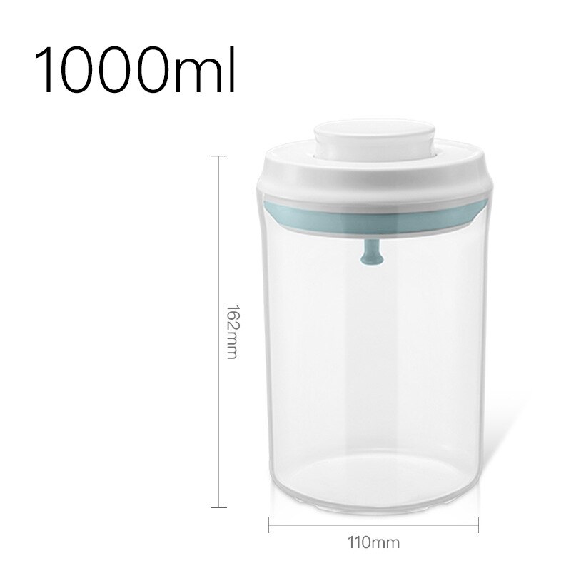 Airtight Food Storage Containers with One Key Press to Seal Lids Contains 3 Styles and 14 Sizes for Kitchen Pantry Organization: 1000MLRound shape