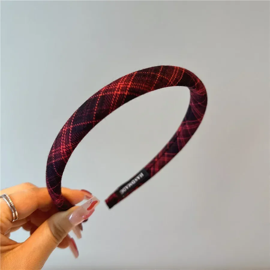 Diadema con bisel a cuadros para mujer, diadema Retro coreana para niña, aro Vintage para , accesorios para bandas para el cabello: Lavanda