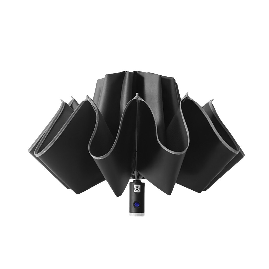 Creativa sombrilla de 10 huesos de vinilo, nueva linterna, paraguas inverso, impermeable, ropa de lluvia, tela de impacto, botón automático, batería G3: Black