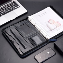 Multifunction Portfolio A4 File Folder Padfolio Writing Pad Business Presentation Folder PU with Zip/Card Holder/Document Folder