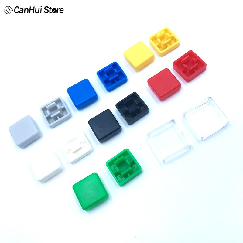 50pcs 10x10 Key Caps Square Inner Diameter 3.6*3.9 Button Cap Adaptable 12*12 Square Head Touch Switch 12x12x7.3mm Button Hat