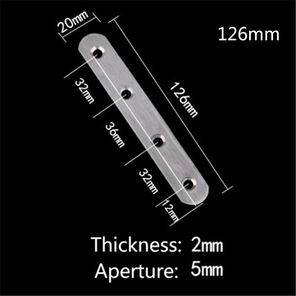 10pcs 180 degree angle steel straight connector stainless steel sheet metal parts fixed code font angle bracket: 126mm