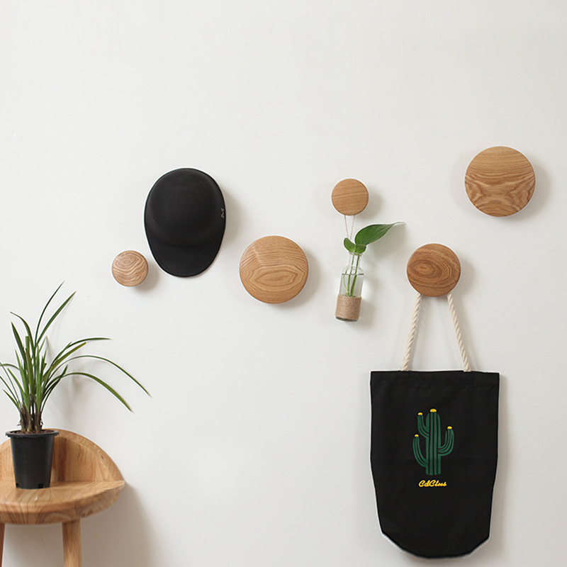 Perchero redondo de madera para pared, Perchero de madera, decoración de pared, ganchos para toallas, sala de estar, dormitorio, entrada