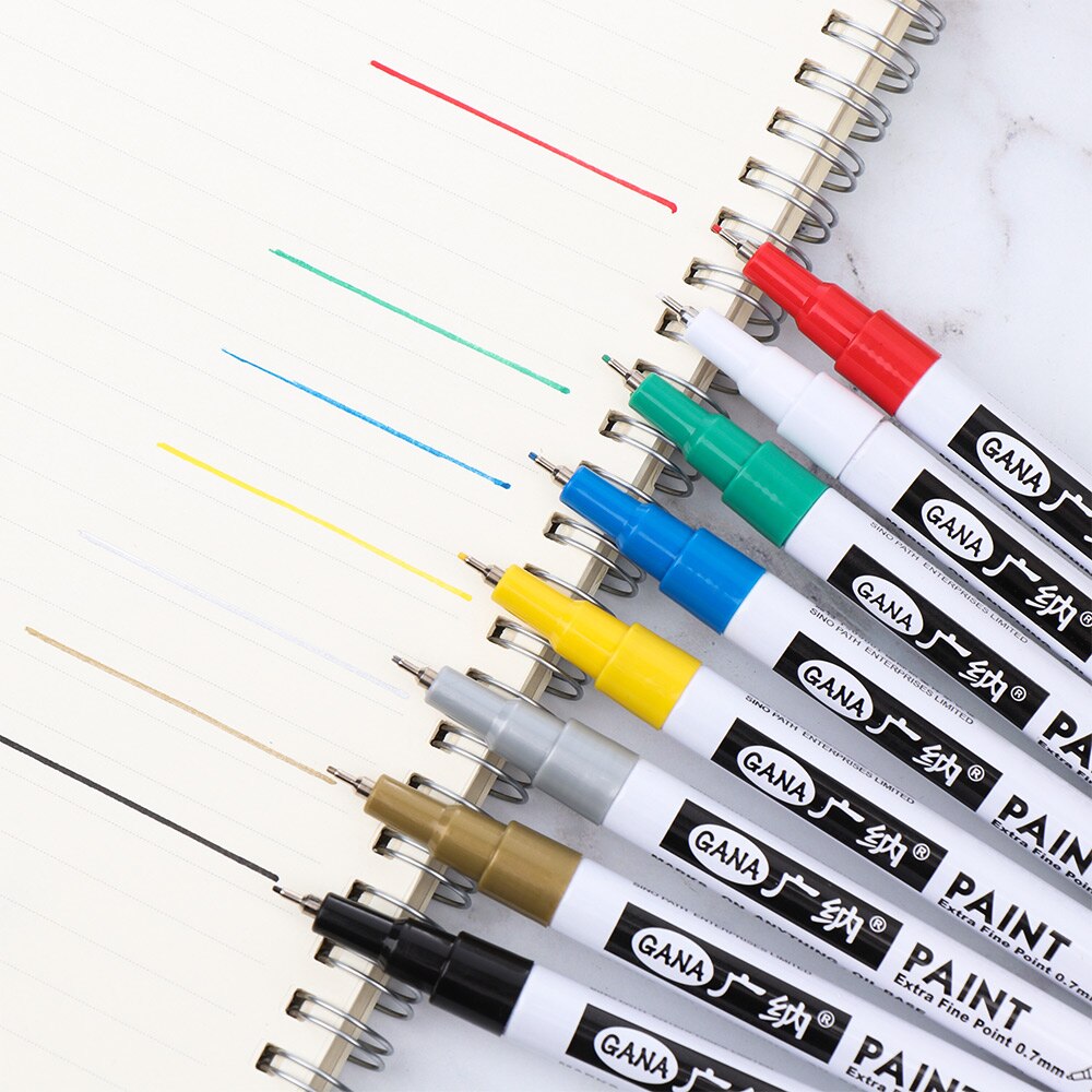 Metallic markers 0.7mm niet-giftige verfmarkers grafische tekening permanente marker snel drogende diy kunstmarker verfpen 8 kleuren