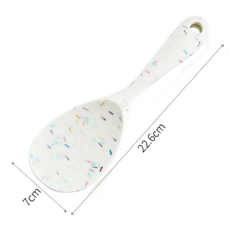 Silicone Spoon Anti-scalding Translucent Colorful Rice Scoop Heat Resistant Non-stick Rice Cooker Tableware Kitchen Cooking Tool: B-White