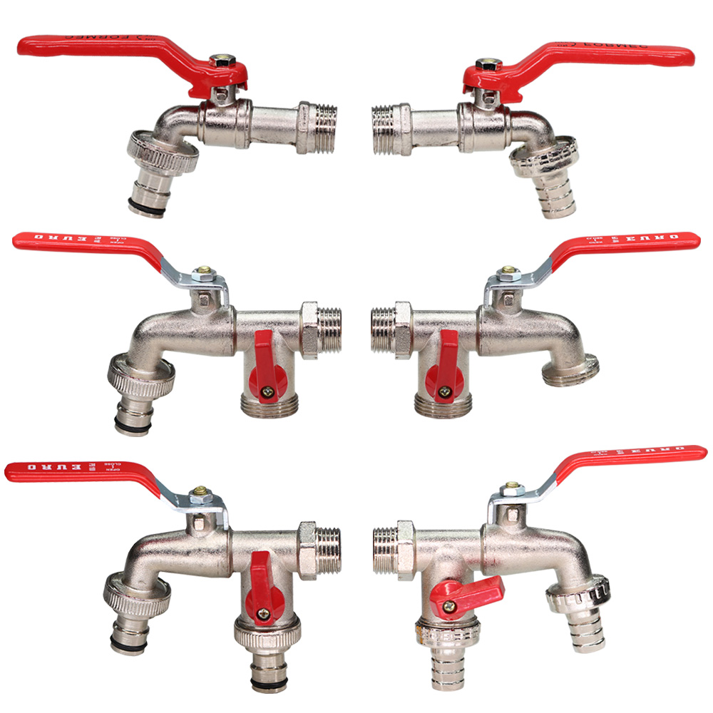 Brass Tap Joint 1/2'' IBC Water Tank Connector 2-Way 1-Way Garden Hose Irrigation Faucet Adapter Replacement Fitting Ball Valve