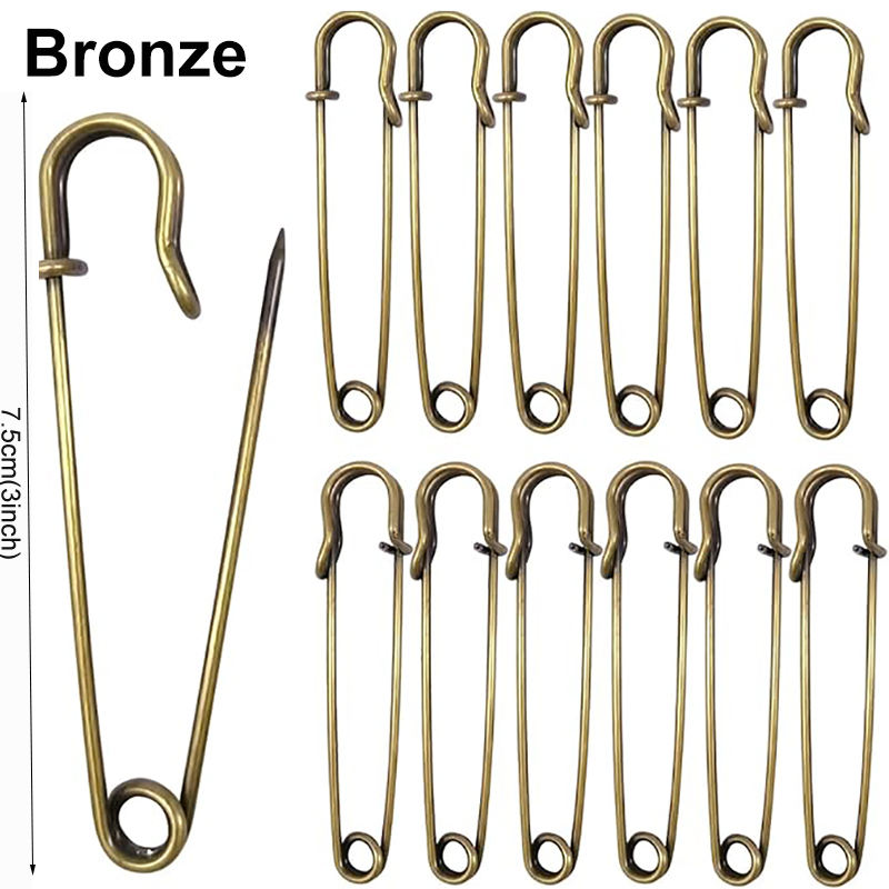 5/10/20 Pz Spille da balia 7.5 cm Grande spilla da balia Perni da balia resistenti per vestiti Coperte di tela in pelle Artigianato Gonne Forno: M / MULTI
