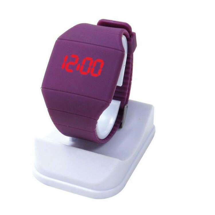 Reloj electrónico con pantalla táctil para niños, reloj de pulsera deportivo resistente al agua con pantalla táctil de gatito, jalea, hello LED, digital, para niños y niñas: Púrpura