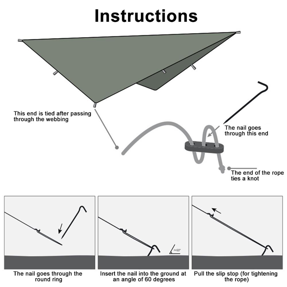 Hammock Awning Canopy Tent Tarp Beach Camping Portable Pergola Sunshade Outdoor