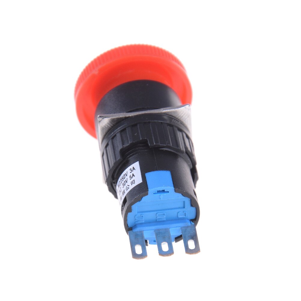 16mm røde svampe nødstop e-stop switch 3 pins no+nc  dc 30v 5a ac 250v 3a nødstop trykknapkontakt