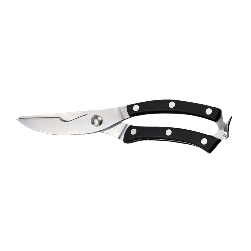 Kitchen Powerful Chicken Bone Scissors Chicken Duck Fish Cutter Shears Stainless Steel Scissors Scale Clean Cook Scissors Knife: Black-C