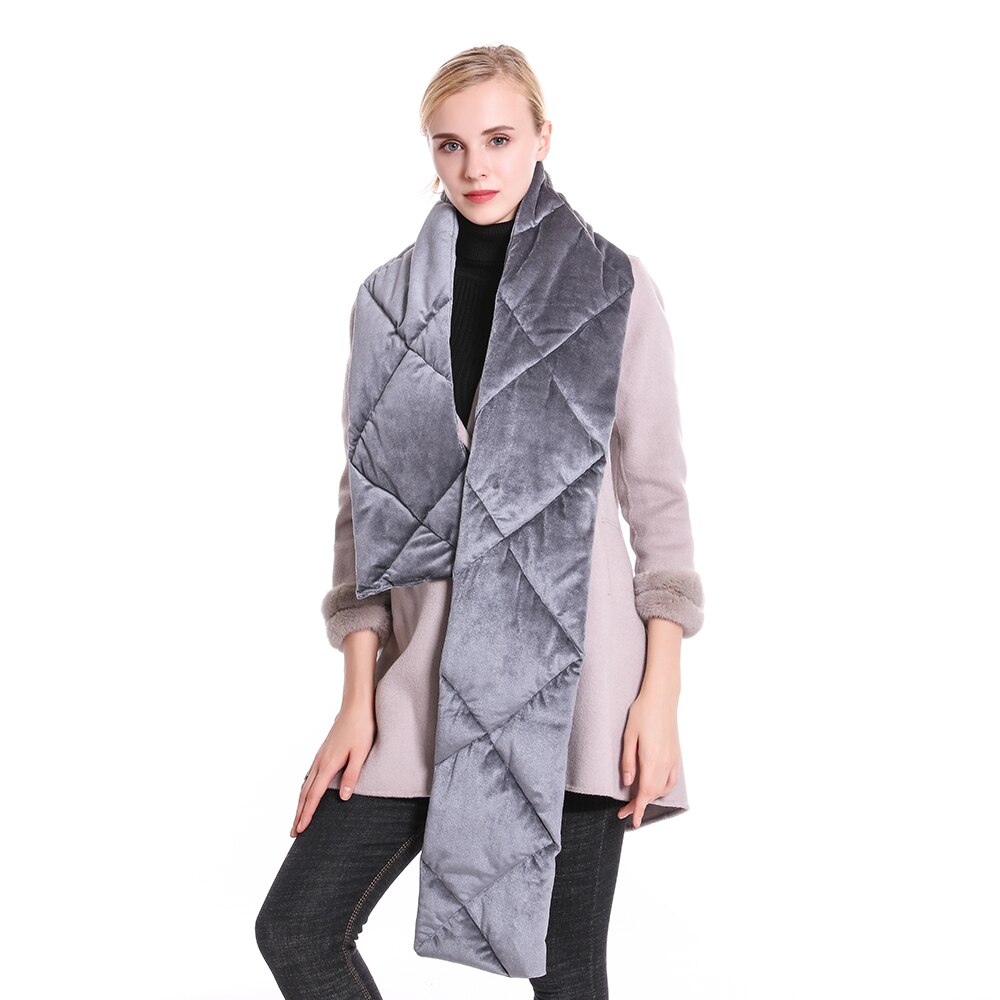 Foxmother brand 18cm*180cm vintergrå sammet pläd halsduk wrap sjalar