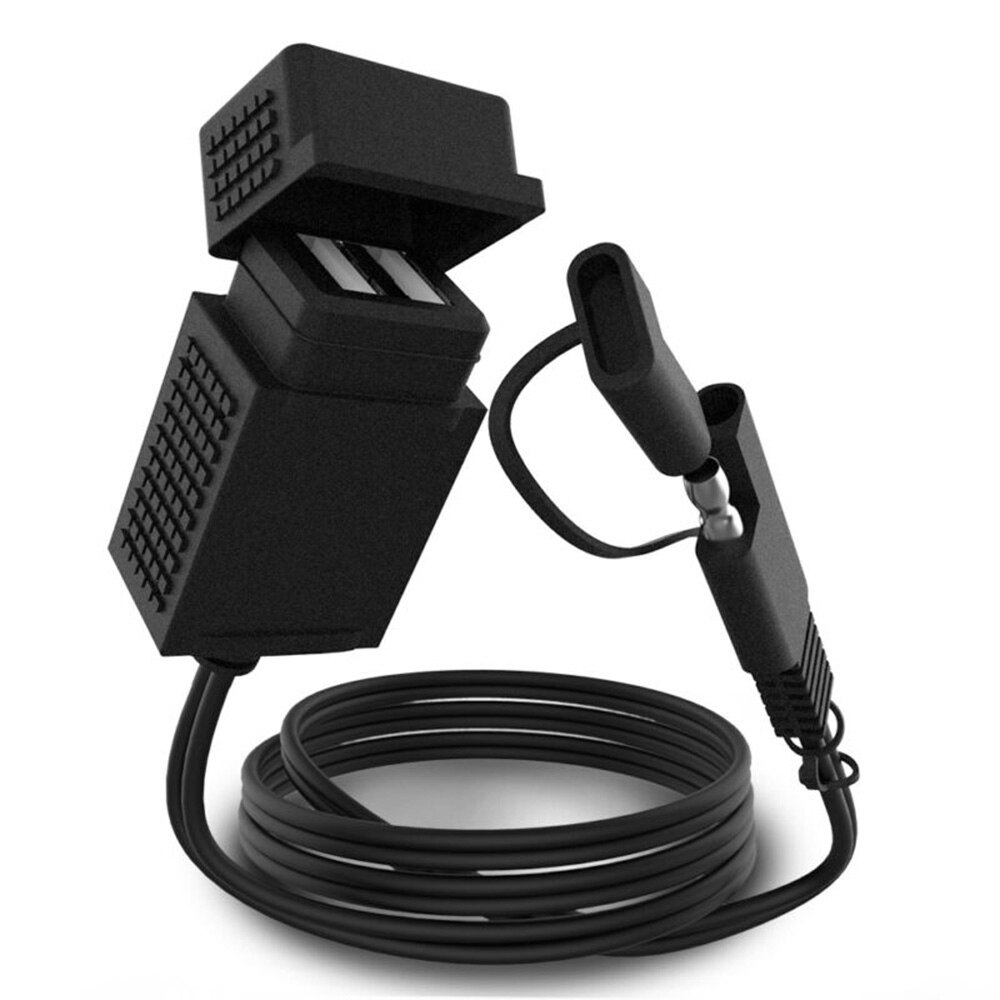 3.1A Motorcycle SAE Cable To 2 USB Adapter Weatherproof Charger Socket Durable And Practical