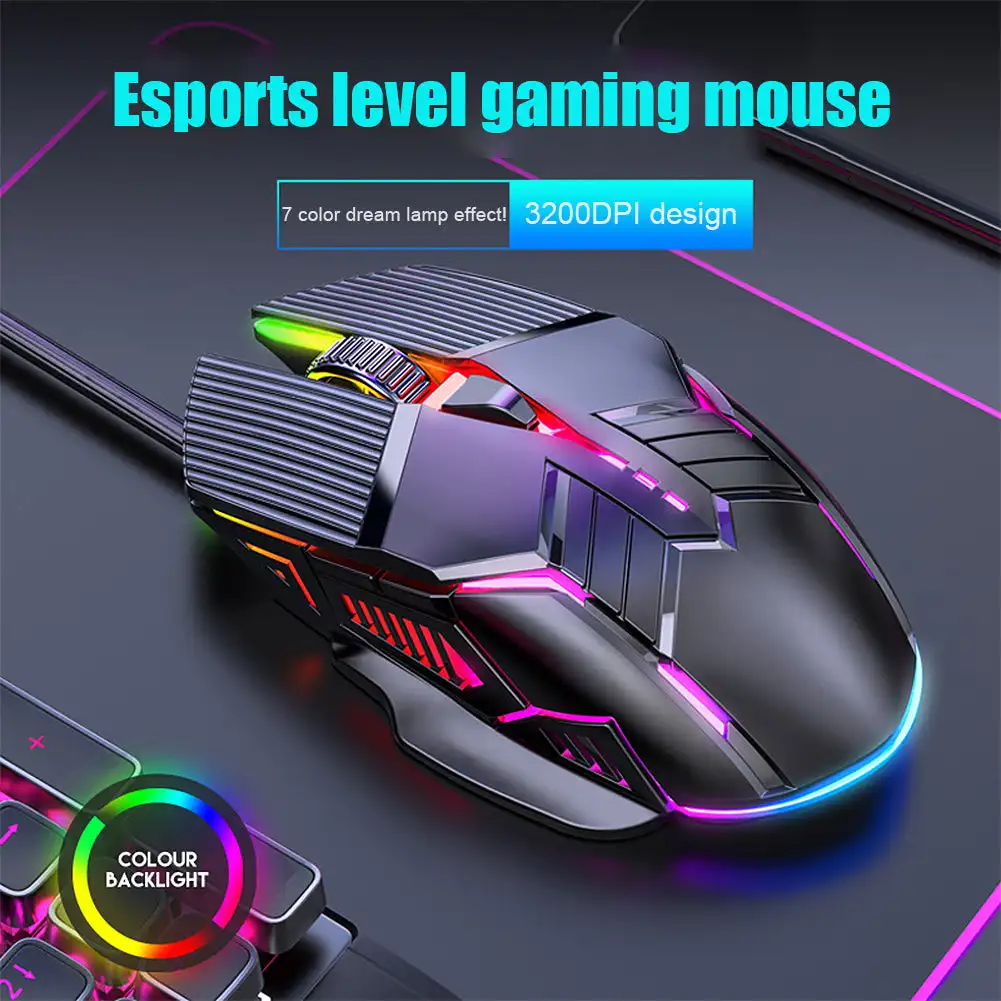 Ergonomisk kablet spillmus usb datamus søle rgb mause gamermus 6- knapps ledet stille mus til pc bærbar pc