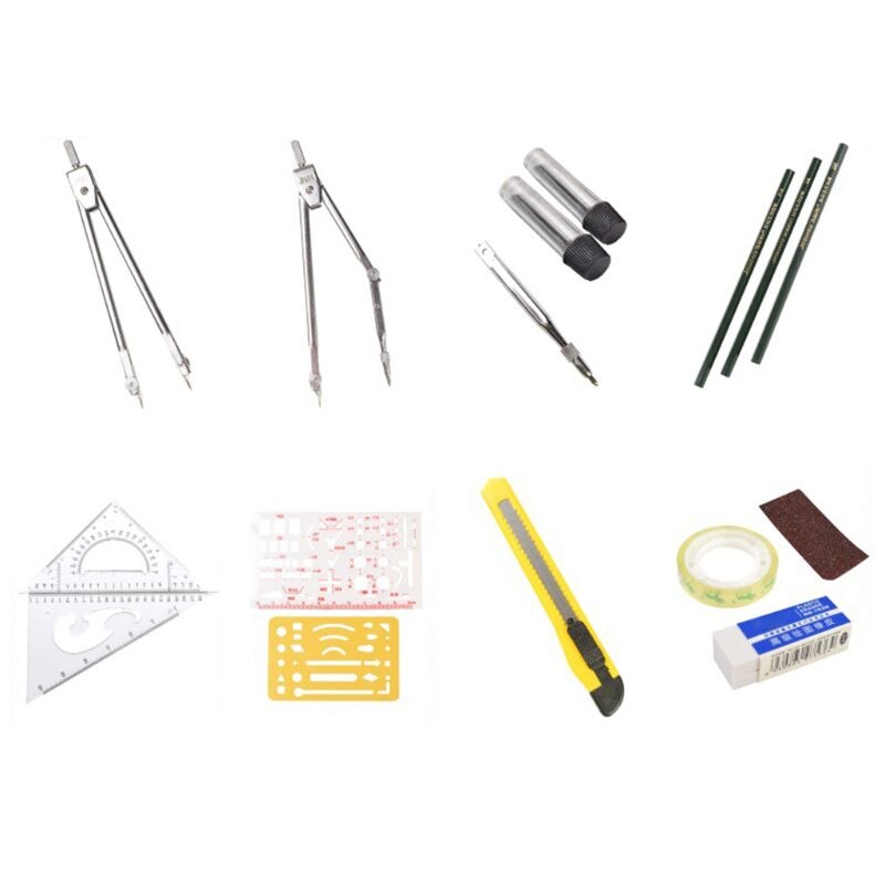16pcs/set Drafting Compass Set Drawing Templates Pencil Student School Supplies PXPA