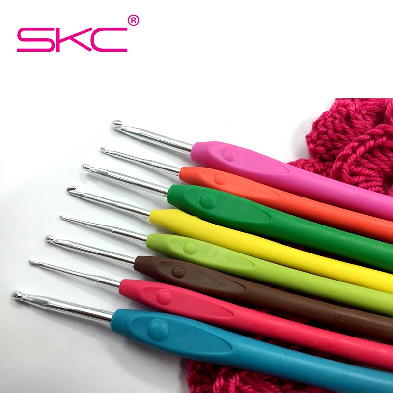 SKC 16cm TPR Handle Crochet Hook 10 Sizes Hand Knitted Sweaters Scarves Metal Colorful Aluminum Crochet Hook