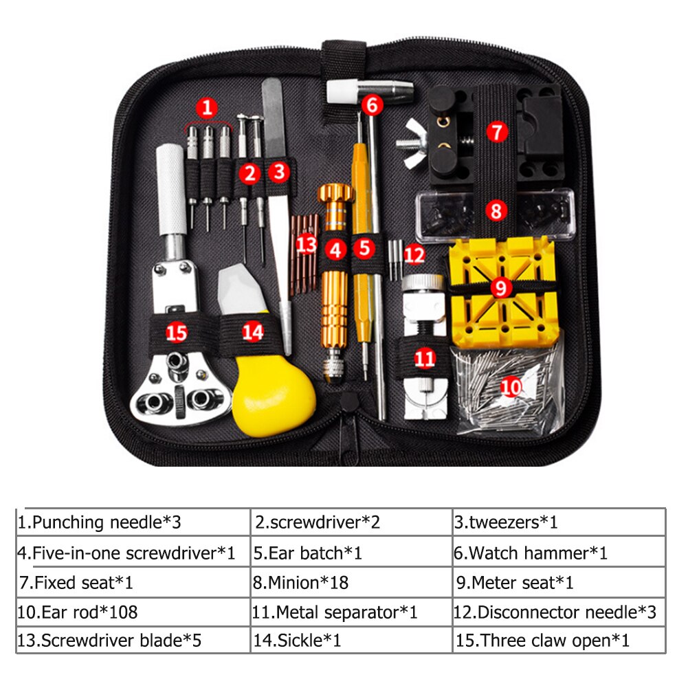 148Pcs Professionele Horloge Gereedschap Horloge Opener Link Pin Remover Pry Schroevendraaier Horloge Reparatie Gereedschap Kit Klok Horloge Onderdelen