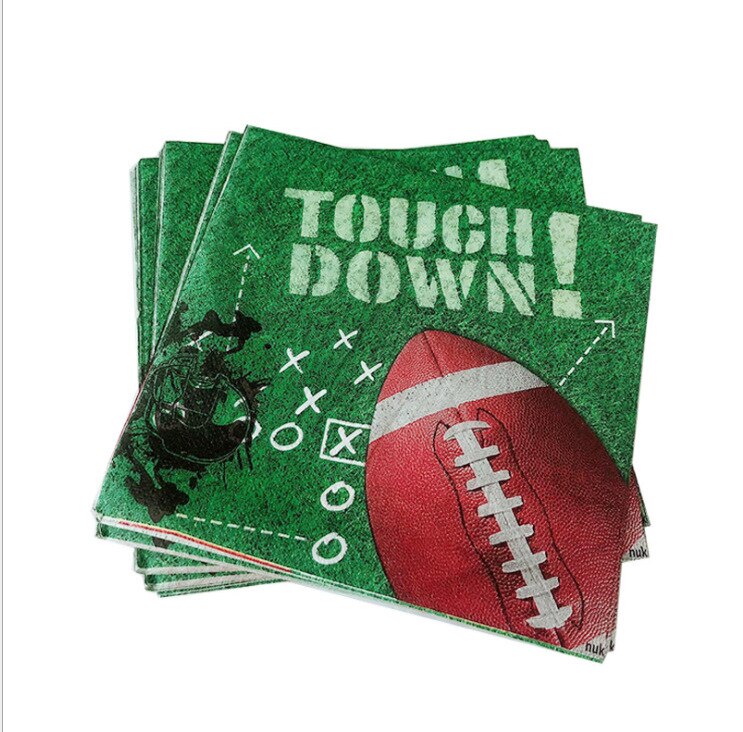 Rugby American Football Theme Party Supplies Disposable Dinnerware Set Plates Napkins Cups Knifves Fork Spoon Birthday Party Set: Napkins 16pieces