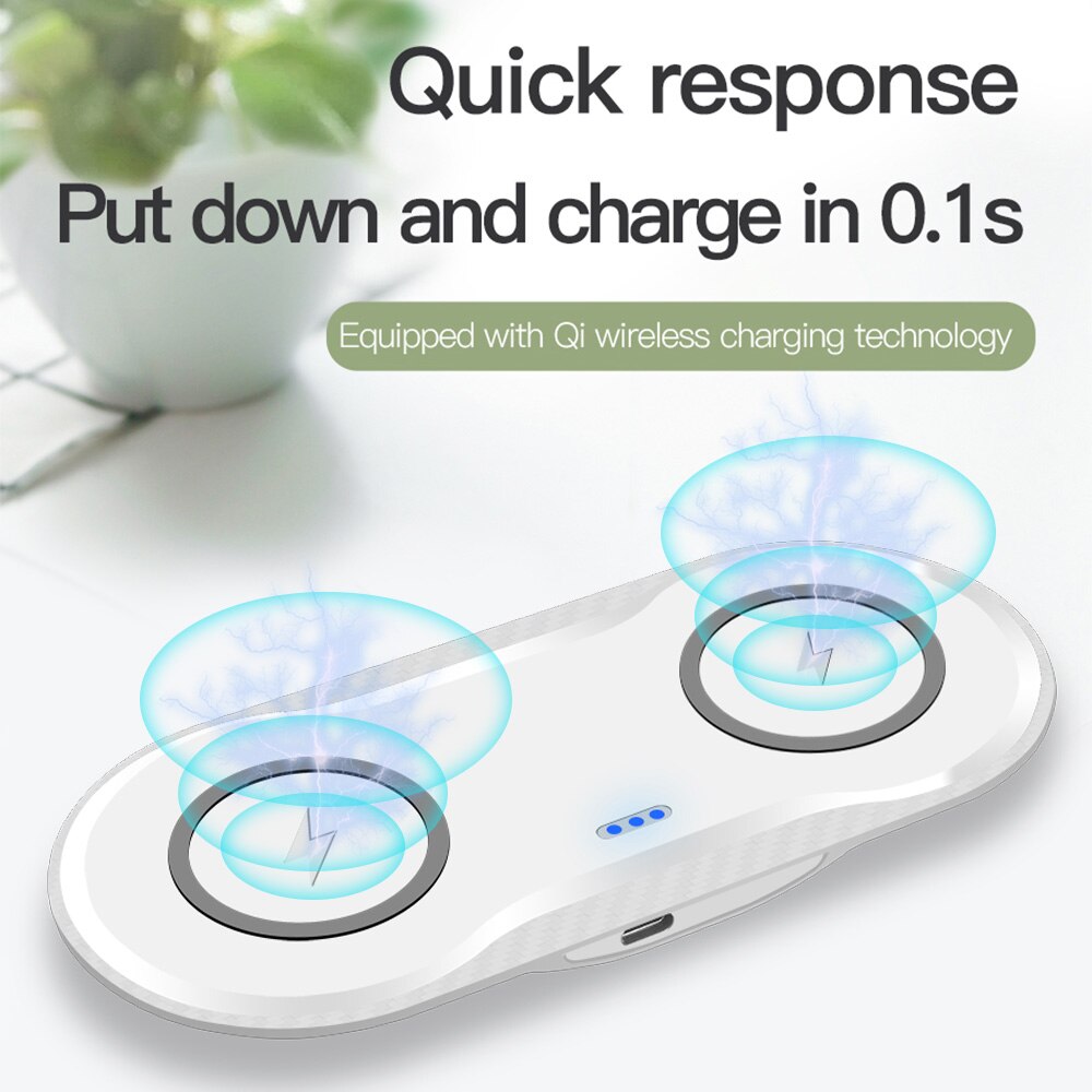 DCAE 20W cargador inalámbrico para iPhone 11 Pro XS XR X 8 AirPods 2 10W Dual de carga rápida estación base USB C para Samsung S10 S9