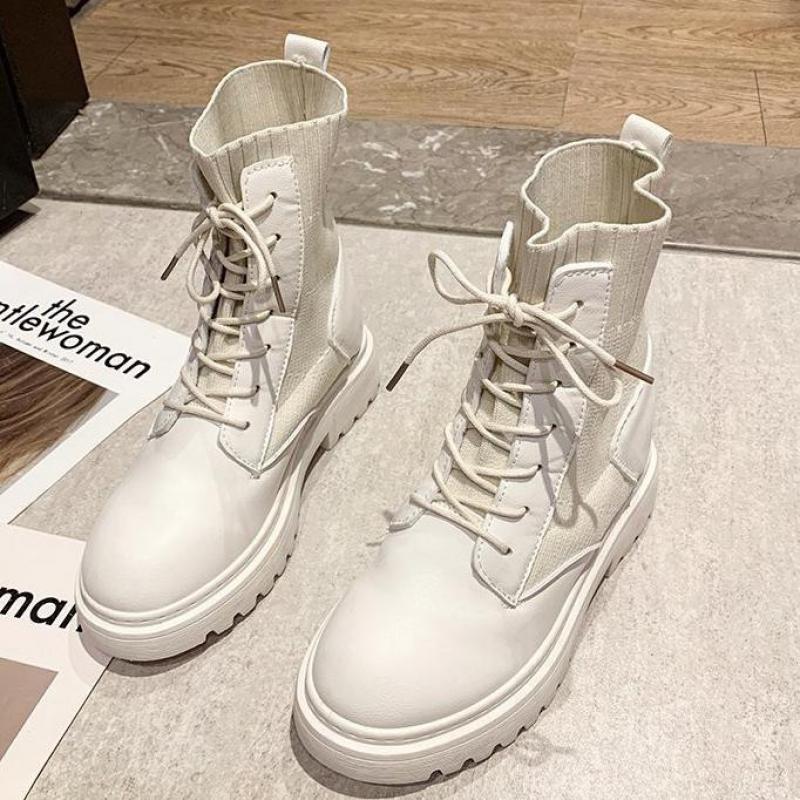 Vrouwen Herfst Winter Laarzen Vrouwen Enkellaars Vrouw Lace Up Platform Dames Ronde Neus Casual Schoenen Vrouwelijke Comfort Schoeisel