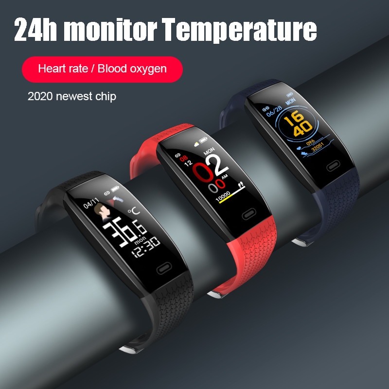 Letike T5 Smart Armband Met Body Temperatuur Hartslag SpO2 Monitoring Polsband Stappenteller Activiteit Tracker Sport Horloge