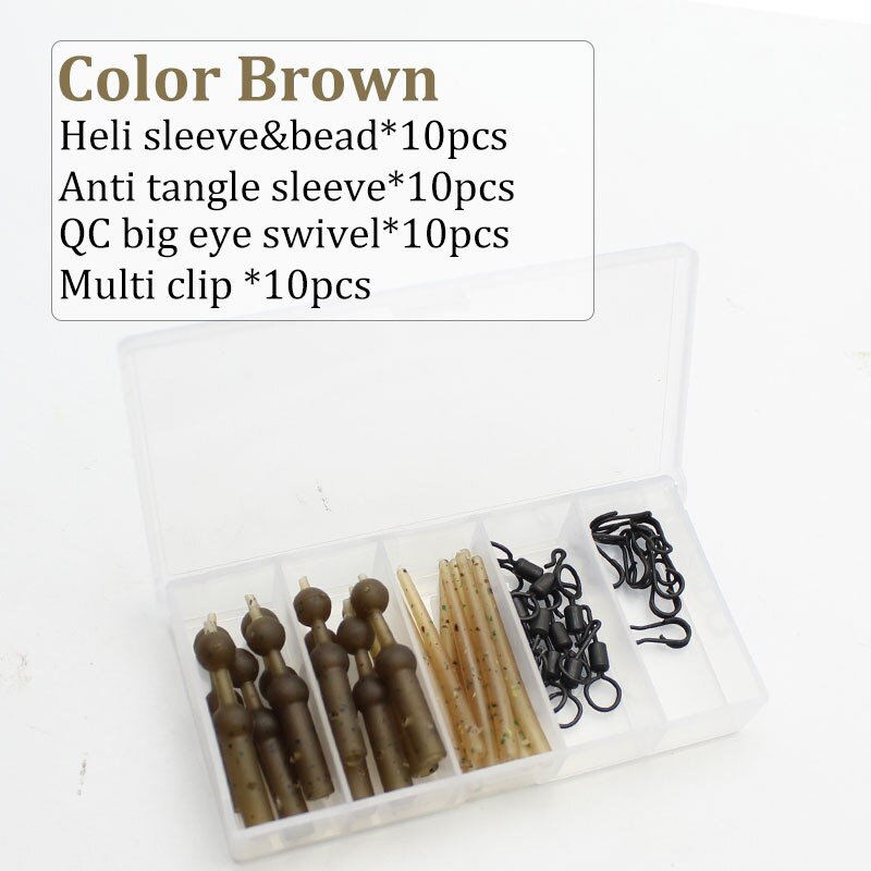 Carp Fishing Accessories Set for Helicopter Rig Chod Heli Buffer Sleeves Quick Change Swivel Line Aligner Multi Clip Kit Tackle: Camo brown