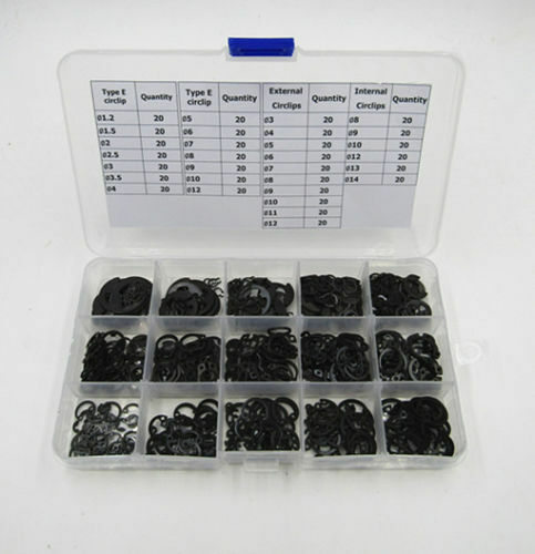 120-600PCS Black or Stainless Steel E Clip washer Assortment Kit Circlip retaining ring for shaft fastener M1.5~M10: Type E 600 pcs