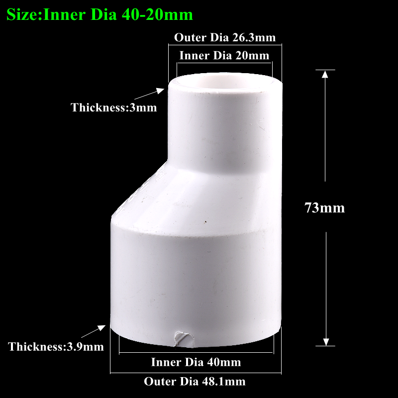 1Pc PVC Straight Eccentric Reducer Connectors, Garden Irrigation Water Pipe Joint Drainage Pipe Accessories Fish Tank Adapter: Red