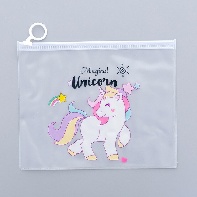 Mignon dessin animé Kawaii licorne fermeture éclair stylo sac fille prix étudiant école apprendre papeterie haute capacité sac de rangement 1 pièces: style  1