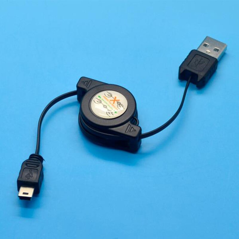 Zwart Intrekbare Mini USB 2.0 5-Pin Sync Datakabel Opladen Sync Gegevens Cord MAX 80 cm Snelle 1 st