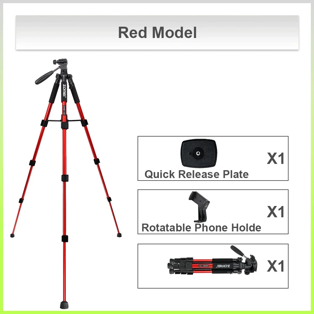 ZOMEI Q111 Portable Travel Tripod Aluminum Alloy Camera Tripod with Pan Head Holder for DSLR Digital Camera Tripod: silver