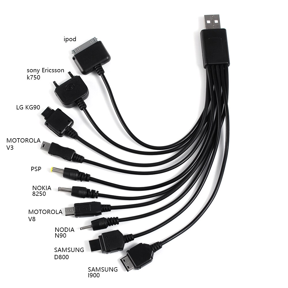 1Pcs 10 In 1 Lader USB Kabel Voor iPod Motorola Nokia Samsung LG Sony Xiaomi Ericsson K750 Consumentenelektronica data Kabels