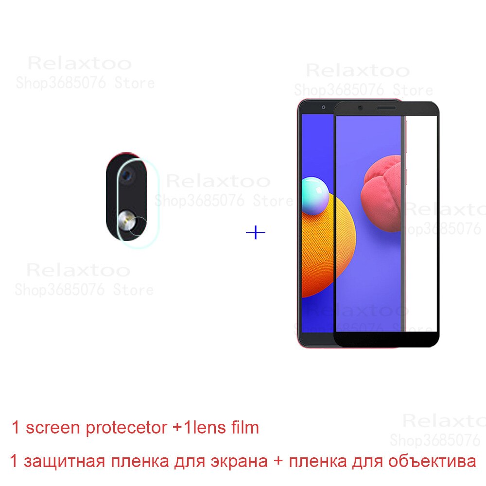 3in1 Transparent TPU Silicone Case For Samsung a01 m01 core Tempered Glass Galaxy 01 core 01core Camera Protection Film cover: For Galaxy A01 core / glass and lens film