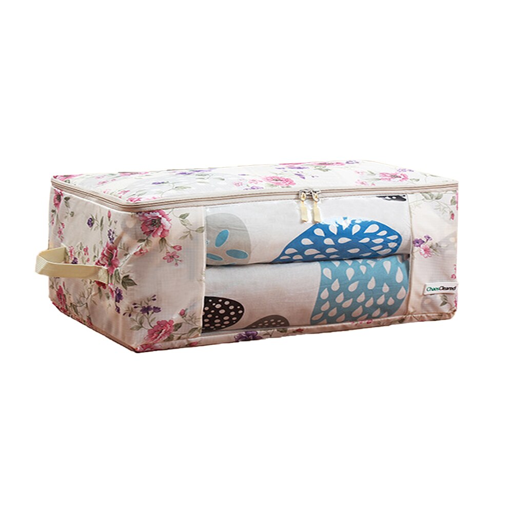 S / m / l quiltopbevaringspose fugtbestandig beholderpose til tøj sengetøj puder dynetasker taske til hjemmet: Blomster-m