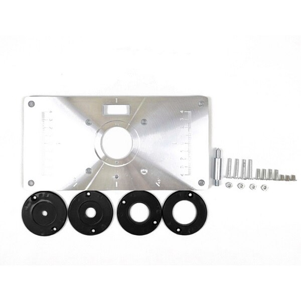 Plaque d'insertion de Table de routeur en aluminium + 4 anneaux vis plaque d'insertion de Table pour bancs de travail du bois plaque de Table de routeur: Black