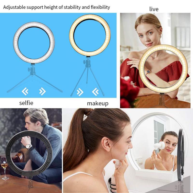 2.7 "/4.8"/6 "LED Ring Licht Fotografie Selfie Ring Lichter Dimmbare Kamera Telefon Ring Lampe mit PTZ Für Make-Up Video Live Studio