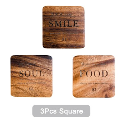 3 uds posavasos de taza cuadrado redondo posavasos madera bebida vaso aislante de calor estera de madera posavasos para taza Mesa mantel accesorios de cocina: 3Pcs Square