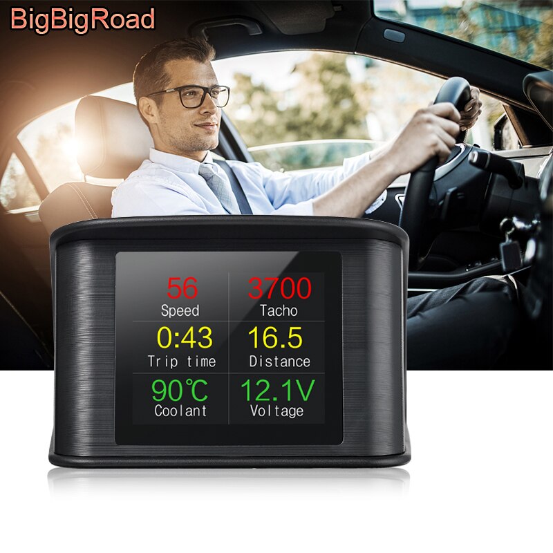 Bigbigroad bil hud obd  ii 2 dator vindruta projektor head up display för jeep grand cherokee kompass wrangler jk renegade
