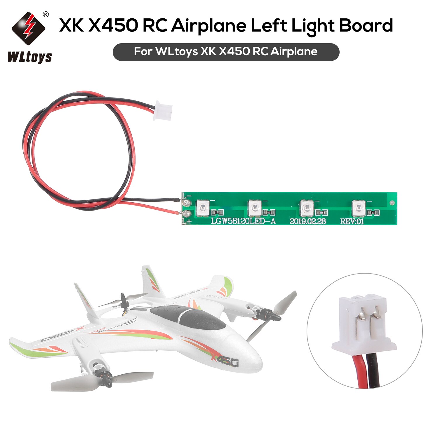 WLtoys XK X450 RC Aereo Elicottero Pezzi di Ricambio Set di Aeromobili Ad Ala Fissa Coperchio del Vano Batteria Copertura Della Cassa Della Batteria: Left Light Board