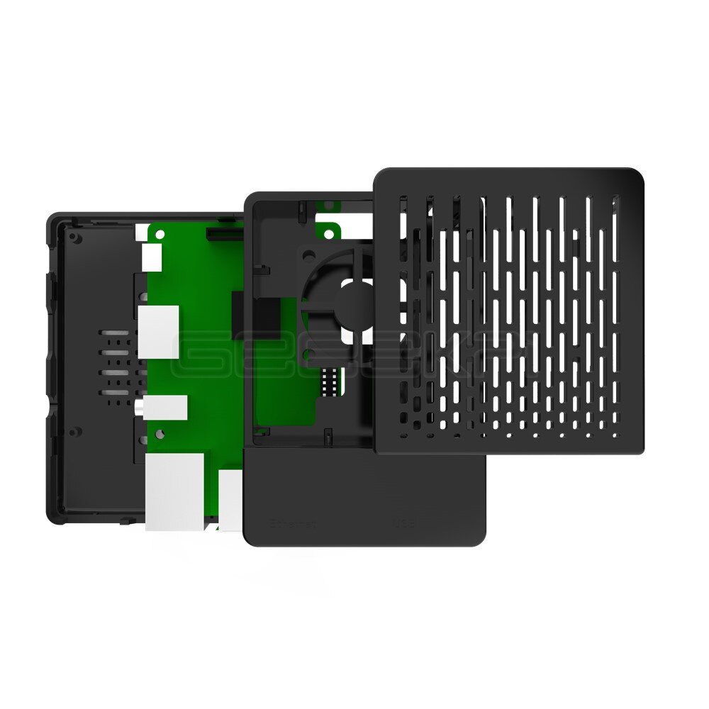 Geeekpi abs sort/hvid cover cover kabinet shell box + køleplader + køleventilator til raspberry  pi 3 b+  plus  / 3 b / 2 b