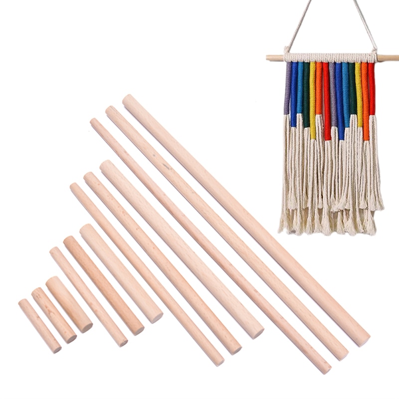 Barras de madera de haya Natural de 8mm/10mm/12mm de diámetro, espiga de madera Premium duradera para manualidades de construcción, modelo de carpintería, 10 uds.